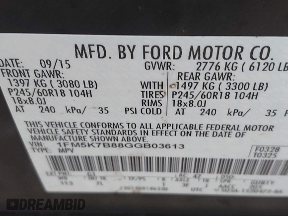 2016 Ford Explorer z VIN 1FM5K7B88GGB03613, wystawiony jako IAAI lot #42204274 z przebiegiem 120 334 mil mil oraz . Historia ofert i sprzedaży dostępna na DreamBid. Obrazek 9.
