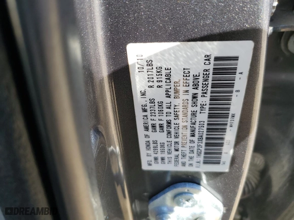 2011 Honda Accord Sdn LX with VIN 1HGCP2F3XBA027503, listed as a Copart auction lot 46112035 with 160,071 mi miles and Salvage Title. Bid and sale history available at carsss.com. Image 15.