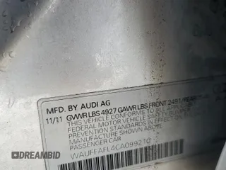 2012 Audi A4 2.0T Premium Plus with VIN WAUFFAFL4CA099210, listed as a Copart auction lot 48008975 with 135,734 mi miles and Salvage Title. Bid and sale history available at carsss.com. Image 12.