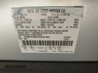 2018 Ford Explorer с VIN 1FM5K7B84JGA97462, выставлен на аукционе IAAI как лот 41595533 с пробегом 111 185 миль миль и . История ставок и продаж доступна на DreamBid. Изображение 9.