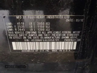 2016 Subaru Legacy Premium с VIN 4S3BNAF69G3058791, выставлен на аукционе IAAI как лот 42601596 с пробегом 158 014 миль миль и . История ставок и продаж доступна на DreamBid. Изображение 9.