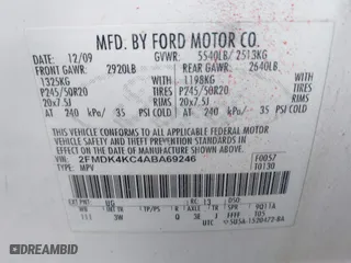 2010 Ford Edge Limited with VIN 2FMDK4KC4ABA69246, listed as a IAAI auction lot 41772906 with 226,610 mi miles. Bid and sale history available at carsss.com. Image 9.