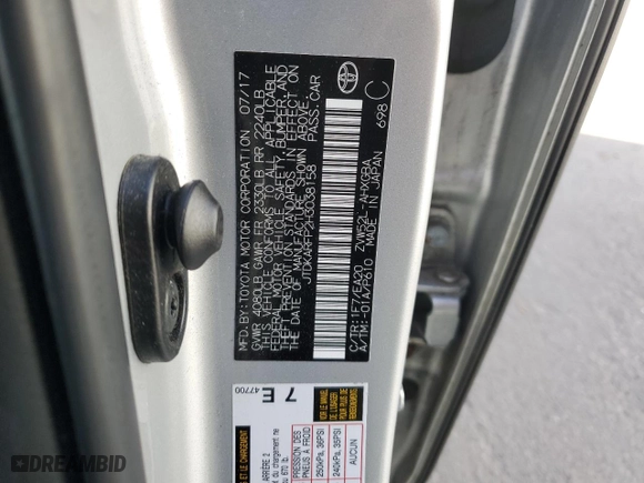 2017 Toyota Prius Prime Plus with VIN JTDKARFP2H3038158, listed as a Copart auction lot 85531464 with 205,965 mi miles and Salvage Title. Bid and sale history available at carsss.com. Image 12.