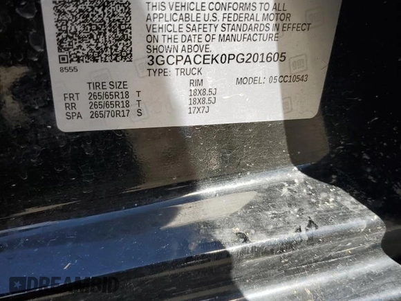 2023 Chevrolet Silverado 1500 LT with VIN 3GCPACEK0PG201605, listed as a Copart auction lot 45606365 with 58,692 mi miles and Salvage Title. Bid and sale history available at DreamBid. Image 14.