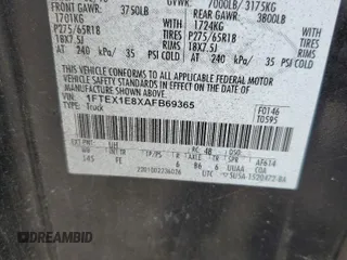 2010 Ford F-150 XL with VIN 1FTEX1E8XAFB69365, listed as a Copart auction lot 59037645 with 137,065 mi miles and Salvage title. Bid and sale history available at DreamBid. Image 12.