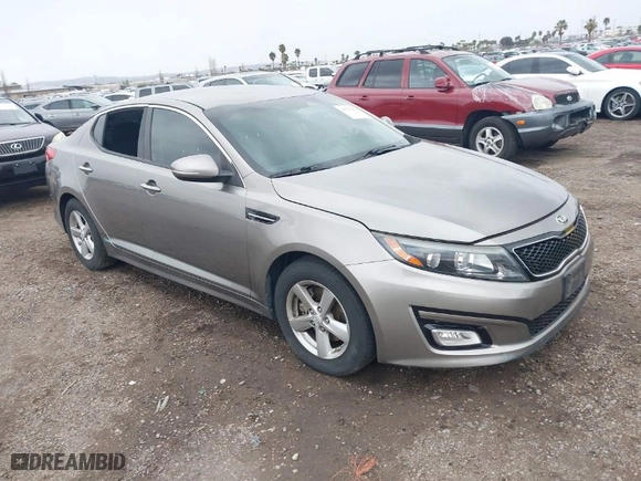 2015 Kia Optima LX with VIN 5XXGM4A74FG402150, listed as a IAAI auction lot 41756410 with 75,214 mi miles. Bid and sale history available at carsss.com. Image 1.