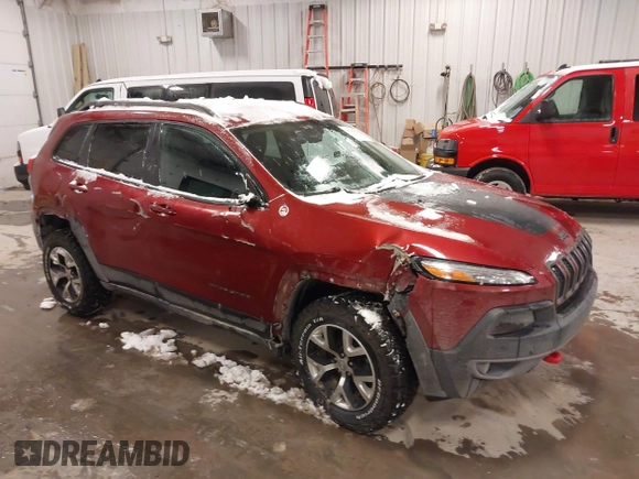 2015 Jeep Cherokee Trailhawk with VIN 1C4PJMBS2FW609999, listed as a IAAI auction lot 41582536 with 133,666 mi miles. Bid and sale history available at carsss.com. Image 1.