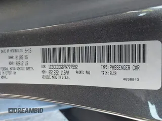 2015 Chrysler 200 S with VIN 1C3CCCDG6FN727592, listed as a IAAI auction lot 41769446 with 27,542 mi miles. Bid and sale history available at carsss.com. Image 9.