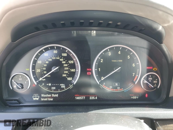 2012 BMW 7 Series 740Li with VIN WBAKB4C55CC575826, listed as a Copart auction lot 74012564 with 140,577 mi miles and Salvage Title. Bid and sale history available at carsss.com. Image 9.