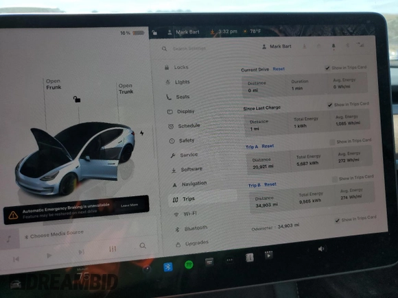 2023 Tesla Model 3 Performance with VIN 5YJ3E1ECXPF551216, listed as a Copart auction lot 49398655 with 34,903 mi miles and Salvage Title. Bid and sale history available at carsss.com. Image 9.
