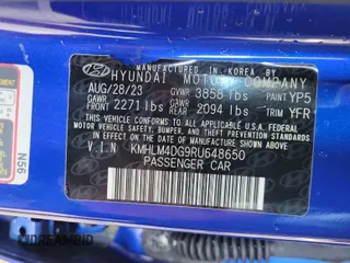 2024 Hyundai Elantra SEL with VIN KMHLM4DG9RU648650, listed as a IAAI auction lot 42853007 with 29,591 mi miles and . Bid and sale history available at DreamBid. Image 14.