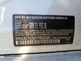 2015 BMW 3 Series 328i with VIN WBA3C1C52FP853191, listed as a Copart auction lot 49509475 with 90,420 mi miles and Salvage title. Bid and sale history available at DreamBid. Image 14.