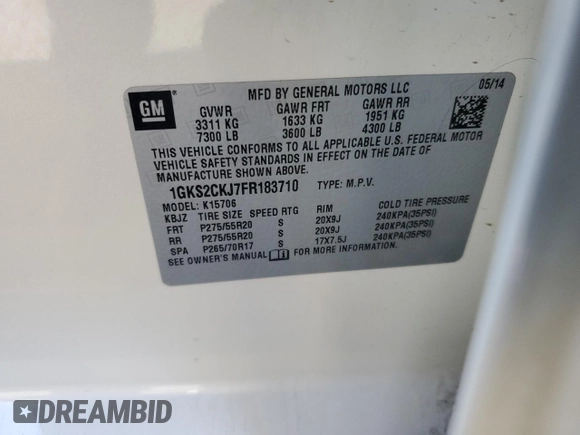 2015 GMC Yukon Denali with VIN 1GKS2CKJ7FR183710, listed as a Copart auction lot 49074135 with 230,526 mi miles and Salvage Title. Bid and sale history available at carsss.com. Image 15.