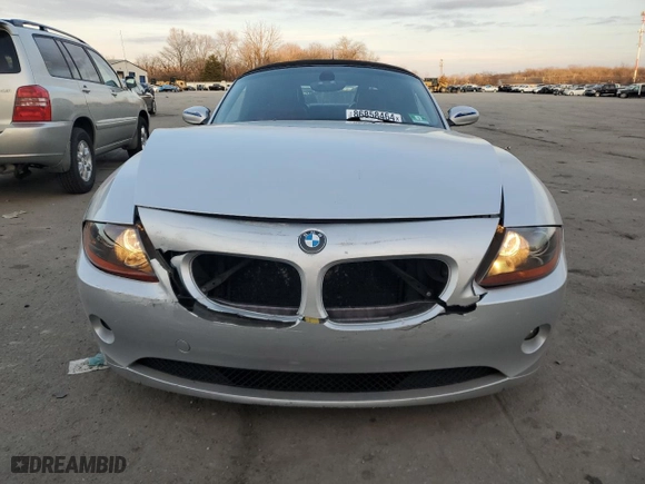 2004 BMW Z4 2.5i with VIN 4USBT33594LR67682, listed as a Copart auction lot 86858464 with 93,332 mi miles and Salvage Title. Bid and sale history available at carsss.com. Image 5.