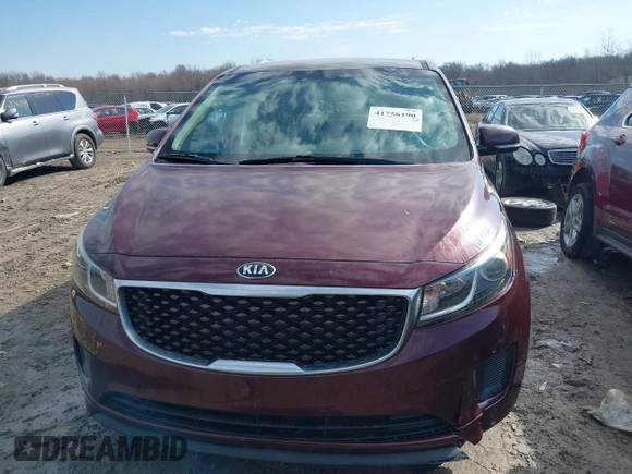 2017 Kia Sedona LX with VIN KNDMB5C19H6284704, listed as a IAAI auction lot 41756190 with 101,488 mi miles. Bid and sale history available at carsss.com. Image 12.