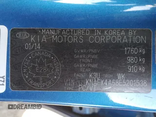 2014 Kia Forte LX with VIN KNAFX4A68E5201538, listed as a Copart auction lot 54534365 with 251,536 mi miles and Salvage Title. Bid and sale history available at carsss.com. Image 13.