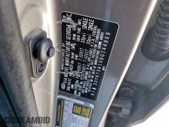 2011 Kia Sorento LX with VIN 5XYKT3A1XBG144869, listed as a Copart auction lot 52921865 with 186,896 mi miles and Salvage Title. Bid and sale history available at carsss.com. Image 14.