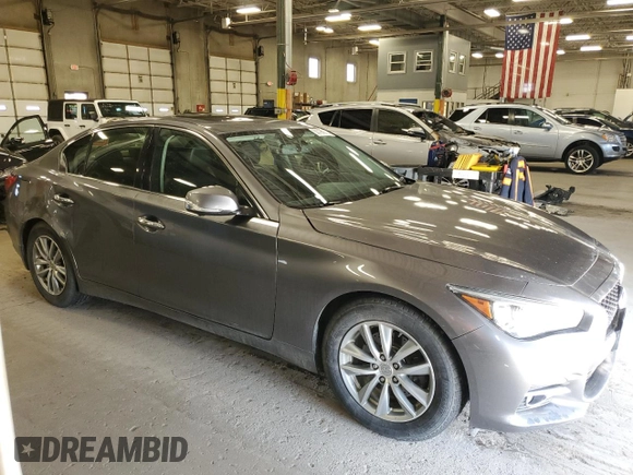 2014 Infiniti Q50 Premium with VIN JN1BV7AR5EM683185, listed as a Copart auction lot 53796975 with 149,277 mi miles and Salvage Title. Bid and sale history available at DreamBid. Image 4.