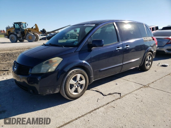 2007 Nissan Quest S with VIN 5N1BV28U17N120752, listed as a Copart auction lot 46432885 with 150,340 mi miles and Salvage Title. Bid and sale history available at carsss.com. Image 1.