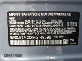 2021 BMW X1 sDrive28i z VIN WBXJG7C03M5T49590, wystawiony jako Copart lot #52473453 z przebiegiem 19 199 mil mil oraz Nie do naprawy. Historia ofert i sprzedaży dostępna na DreamBid. Obrazek 14.