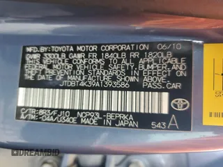 2010 Toyota Yaris with VIN JTDBT4K39A1393586, listed as a Copart auction lot 52240095 with 180,235 mi miles and Clean Title. Bid and sale history available at DreamBid. Image 12.