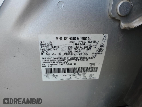 2012 Ford Explorer с VIN 1FMHK7B9XCGA82148, выставлен на аукционе Copart как лот 76050574 с пробегом 213 768 миль миль и Чистый • Clean title. История ставок и продаж доступна на DreamBid. Изображение 13.