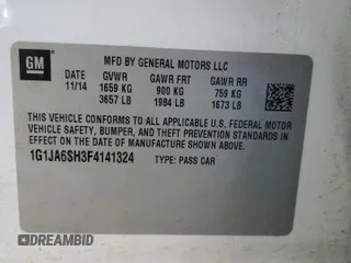2015 Chevrolet Sonic LS with VIN 1G1JA6SH3F4141324, listed as a Copart auction lot 46271675 with 149,245 mi miles and Salvage title. Bid and sale history available at DreamBid. Image 12.