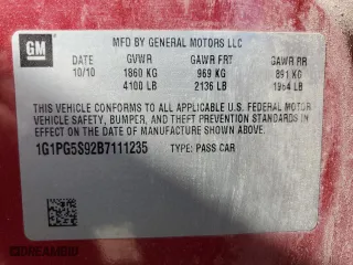 2011 Chevrolet Cruze LT w/2LT with VIN 1G1PG5S92B7111235, listed as a Copart auction lot 48794425 with 153,918 mi miles and Salvage Title. Bid and sale history available at carsss.com. Image 14.