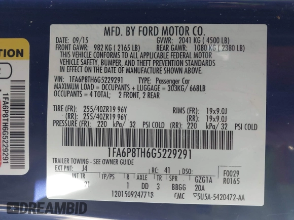 2016 Ford Mustang EcoBoost с VIN 1FA6P8TH6G5229291, выставлен на аукционе IAAI как лот 42031648 с пробегом 127 558 миль миль и . История ставок и продаж доступна на DreamBid. Изображение 9.
