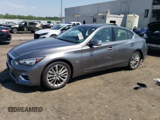 2019 Infiniti Q50 Luxe with VIN JN1EV7AR8KM590363, listed as a Copart auction lot 61923225 with 37,634 mi miles and Salvage title. Bid and sale history available at DreamBid. Image 1.
