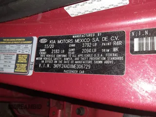 2021 Kia Forte LXS z VIN 3KPF24ADXME306729, wystawiony jako IAAI lot #41731043 z przebiegiem 58 798 mil mil oraz . Historia ofert i sprzedaży dostępna na DreamBid. Obrazek 9.