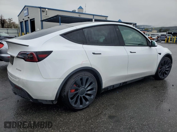 2022 Tesla Model Y Performance with VIN 7SAYGDEF3NF390848, listed as a Copart auction lot 49441025 with 42,488 mi miles and Salvage Title. Bid and sale history available at DreamBid. Image 3.