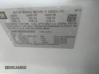 2013 Chevrolet Equinox LT with VIN 2GNFLDE35D6181872, listed as a IAAI auction lot 41626404 with 191,005 mi miles and . Bid and sale history available at DreamBid. Image 9.