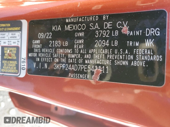 2023 Kia Forte LXS with VIN 3KPF24AD7PE541111, listed as a Copart auction lot 76334134 with 44,836 mi miles and Salvage Title. Bid and sale history available at carsss.com. Image 12.
