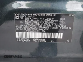 2012 Toyota RAV4 with VIN 2T3JF4DV9CW256430, listed as a IAAI auction lot 42253071 with 229,631 mi miles and . Bid and sale history available at DreamBid. Image 9.