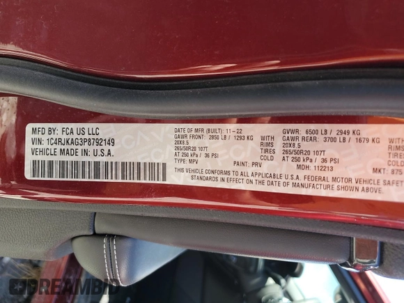 2023 Jeep Grand Cherokee Altitude with VIN 1C4RJKAG3P8792149, listed as a Copart auction lot 57228005 with 41,407 mi miles and Salvage title. Bid and sale history available at DreamBid. Image 13.