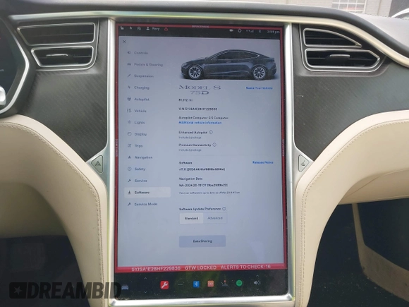 2017 Tesla Model S 100D z VIN 5YJSA1E28HF229836, wystawiony jako IAAI lot #42011901 z przebiegiem 81 012 mil mil oraz . Historia ofert i sprzedaży dostępna na DreamBid. Obrazek 19.