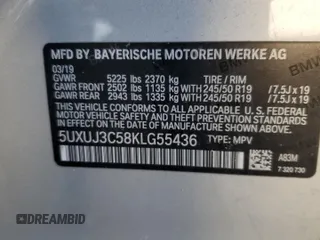2019 BMW X4 xDrive30i z VIN 5UXUJ3C58KLG55436, wystawiony jako Copart lot #47272485 z przebiegiem 123 473 mil mil oraz Szkoda całkowita • Salvage title. Historia ofert i sprzedaży dostępna na DreamBid. Obrazek 13.