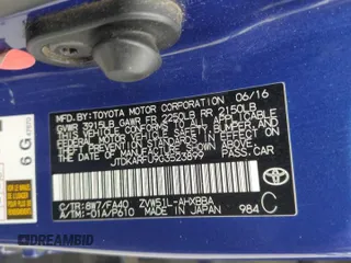 2016 Toyota Prius Four с VIN JTDKARFU9G3523899, выставлен на аукционе Copart как лот 60898185 с пробегом 125 022 миль миль и Чистый • Clean title. История ставок и продаж доступна на DreamBid. Изображение 12.