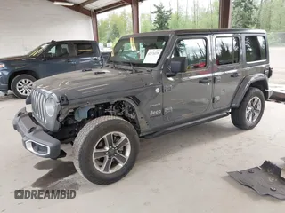 2019 Jeep Wrangler Unlimited Sahara with VIN 1C4HJXEN0KW540591, listed as a IAAI auction lot 42076235 with 41,016 mi miles and . Bid and sale history available at DreamBid. Image 2.