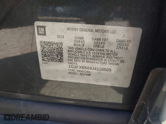 2018 Chevrolet Bolt EV Premier with VIN 1G1FX6S04J4116505, listed as a IAAI auction lot 42258808 with 103,089 mi miles and . Bid and sale history available at DreamBid. Image 9.