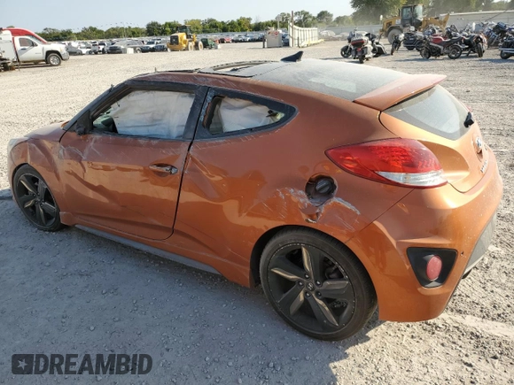 2015 Hyundai Veloster Turbo z VIN KMHTC6AE4FU232597, wystawiony jako Copart lot #74137024 z przebiegiem Nie podano mil oraz Szkoda całkowita • Salvage title. Historia ofert i sprzedaży dostępna na DreamBid. Obrazek 2.