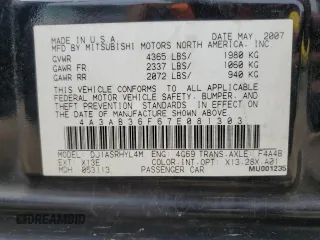 2007 Mitsubishi Galant ES with VIN 4A3AB36F67E081303, listed as a Copart auction lot 64400114 with 110,157 mi miles and Salvage Title. Bid and sale history available at carsss.com. Image 13.