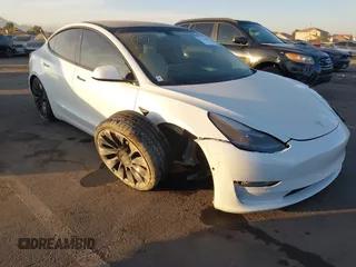 2021 Tesla Model 3 Performance with VIN 5YJ3E1EC3MF000881, listed as a IAAI auction lot 41224892 with 51,848 mi miles and . Bid and sale history available at carsss.com. Image 1.