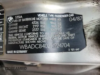 1988 BMW 5 Series 535i with VIN WBADC8402J1724704, listed as a Copart auction lot 75835434 with 62,181 mi miles and Clean Title. Bid and sale history available at carsss.com. Image 12.