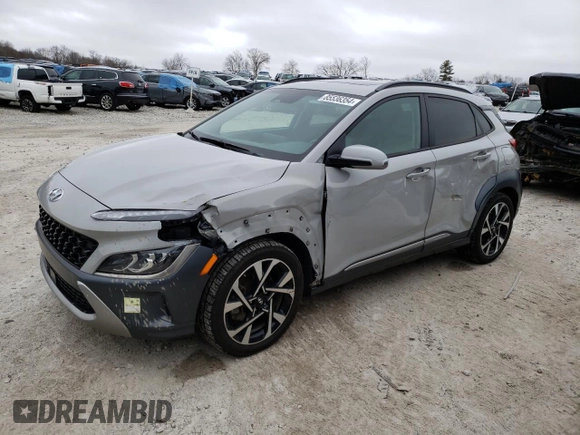 2022 Hyundai Kona Limited with VIN KM8K53A31NU795320, listed as a Copart auction lot 85536354 with 67,773 mi miles and Salvage Title. Bid and sale history available at carsss.com. Image 1.