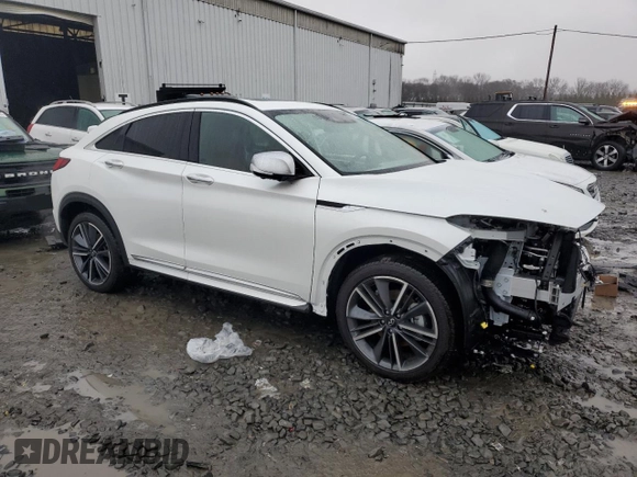 2025 Infiniti QX55 Sensory with VIN 3PCAJ5LR9SF100305, listed as a Copart auction lot 85075534 with 3,178 mi miles and Salvage Title. Bid and sale history available at DreamBid. Image 4.