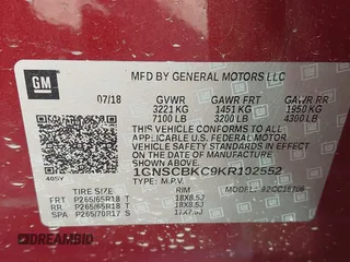 2019 Chevrolet Tahoe LT z VIN 1GNSCBKC9KR102552, wystawiony jako IAAI lot #41792517 z przebiegiem 92 856 mil mil oraz . Historia ofert i sprzedaży dostępna na DreamBid. Obrazek 9.