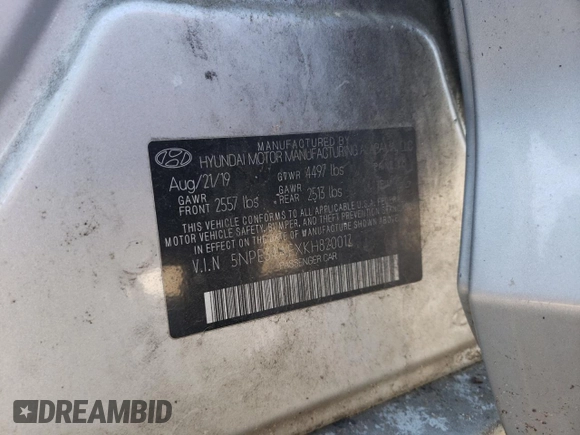 2019 Hyundai Sonata SEL with VIN 5NPE34AFXKH820017, listed as a Copart auction lot 51326955 with 141,345 mi miles and Salvage Title. Bid and sale history available at DreamBid. Image 12.