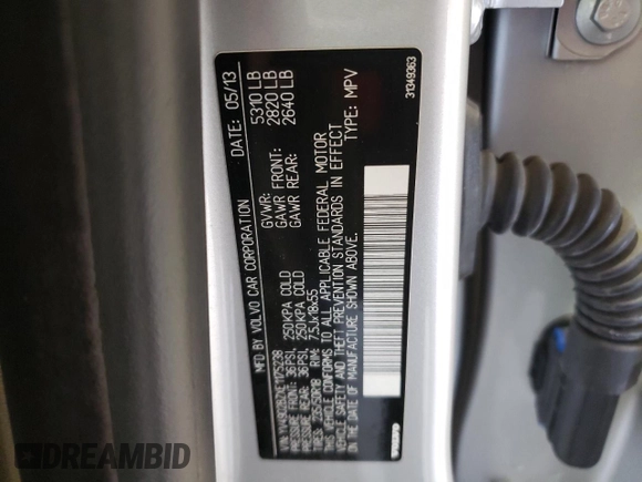 2014 Volvo XC70 T6 with VIN YV4902BZXE1175238, listed as a Copart auction lot 53198745 with 215,020 mi miles and Clean Title. Bid and sale history available at DreamBid. Image 13.